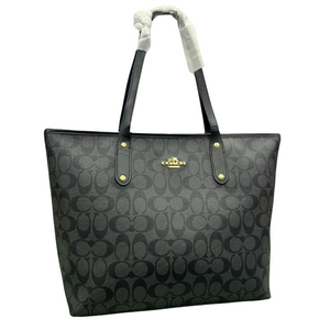 Coach Premium Zip Tote Bag Signature Canvas "Black" - Bagistaofficial