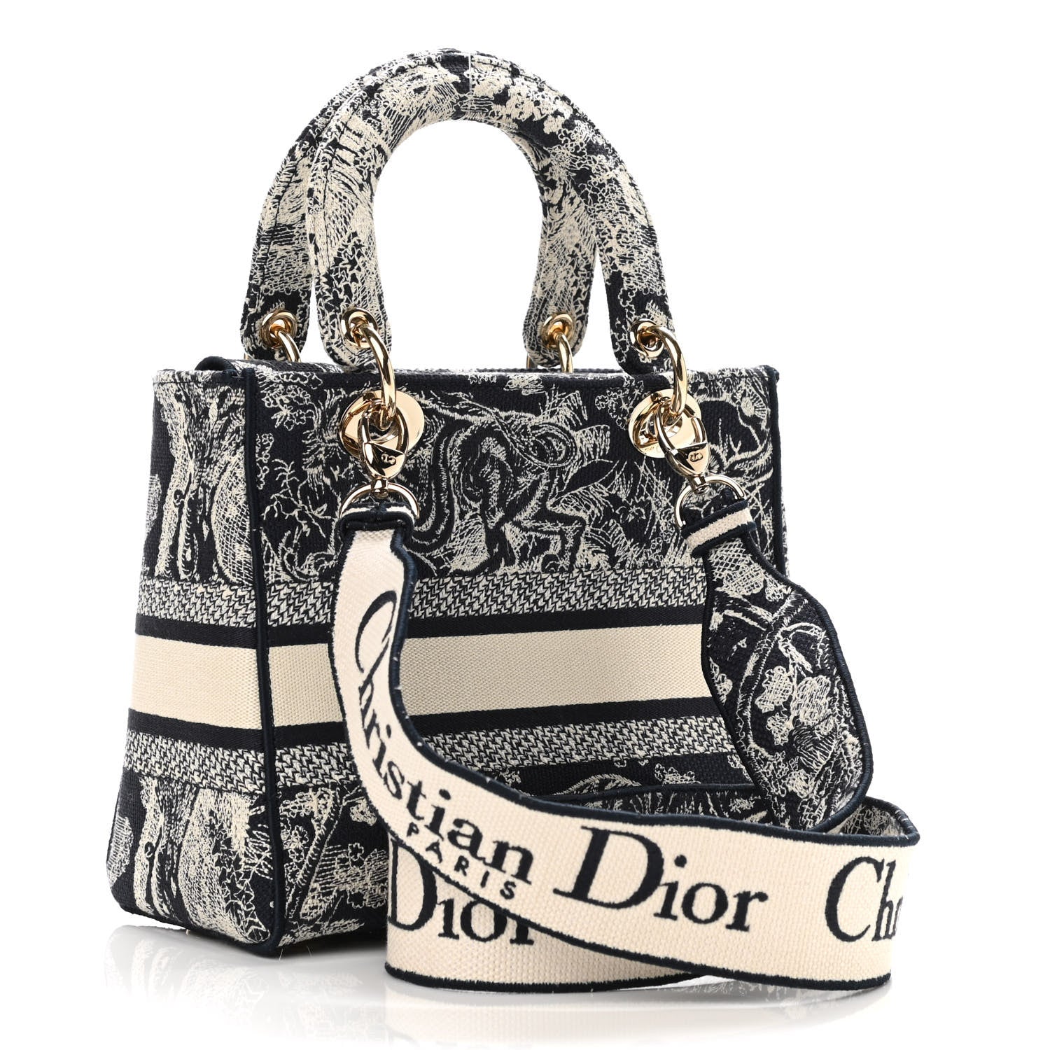 CHRISTIAN DIOR Toile de Jouy Embroidered Medium Lady "D-Lite Blue" - Bagistaofficial