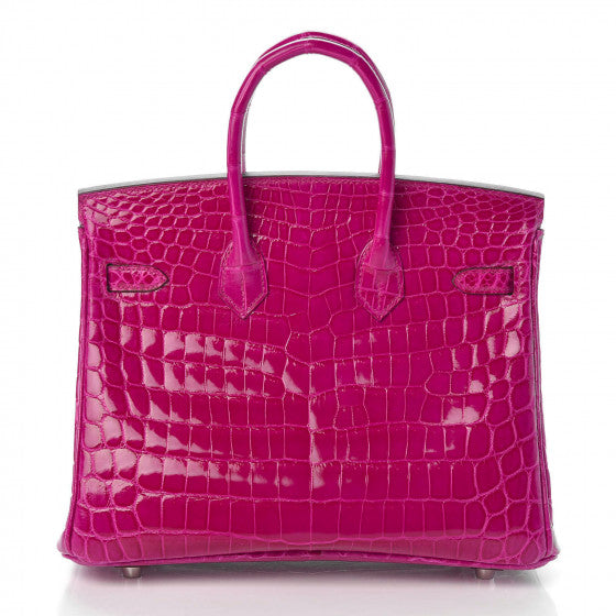 Hermes Birkin Pink Croc Effect Leather