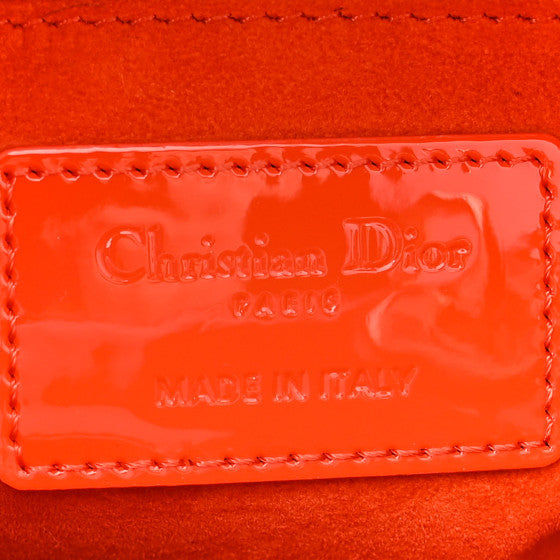 Christian Dior Patent Cannage Mini Lady Dior Orange
