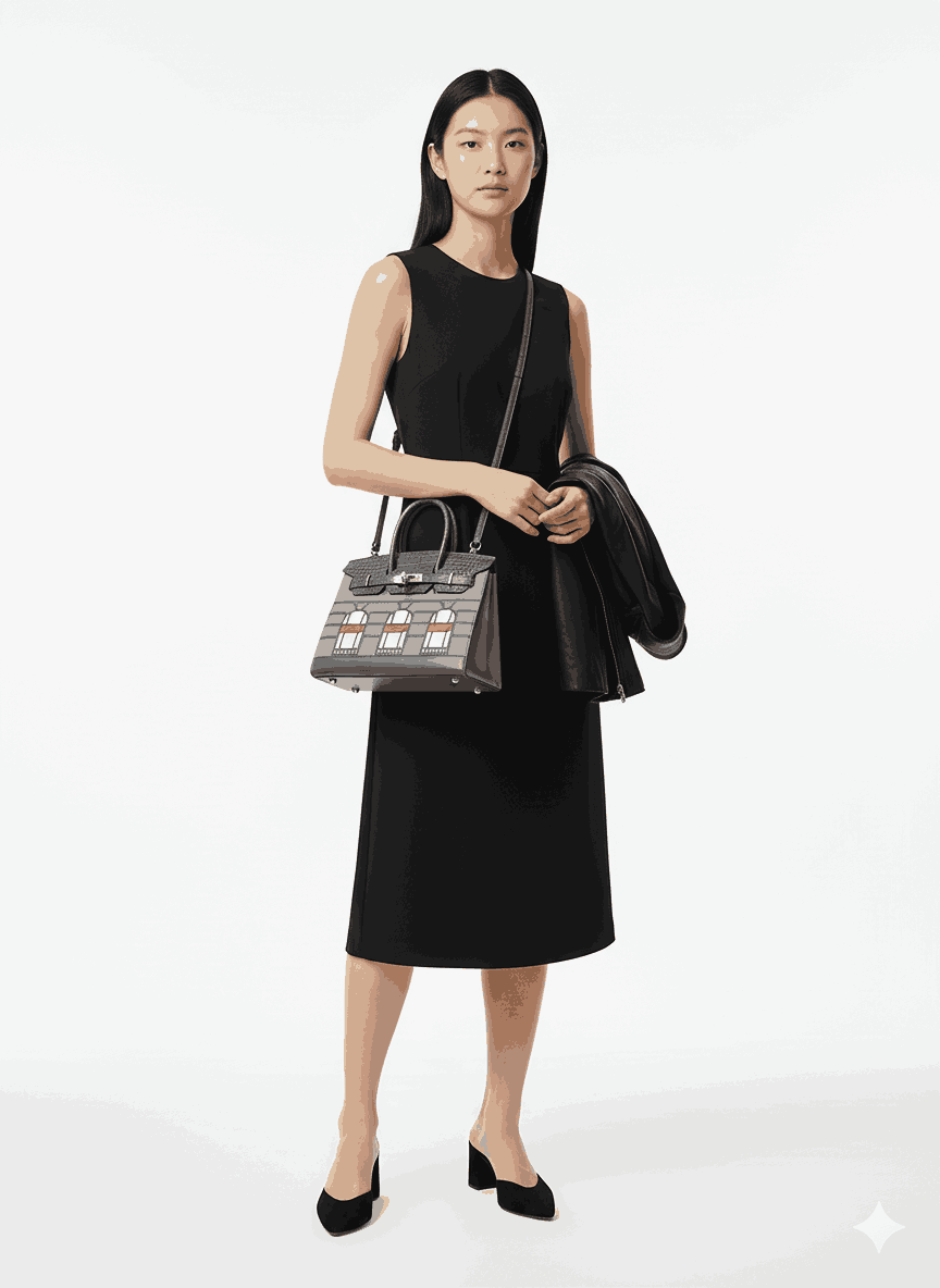 Hermes Sac Faubourg Birkin 20 Matte Alligator "Grey"