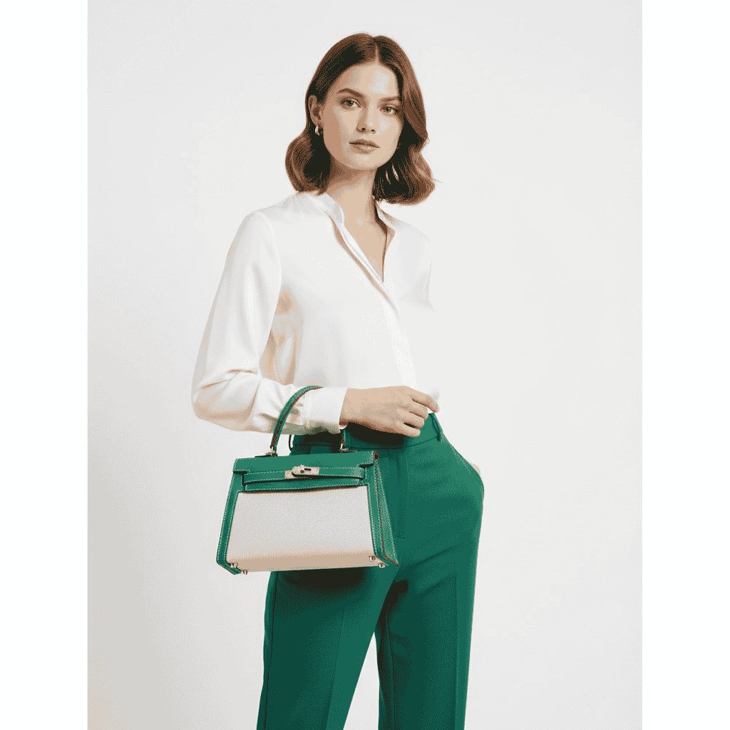 Hermes Kelly Canvas 19 Green