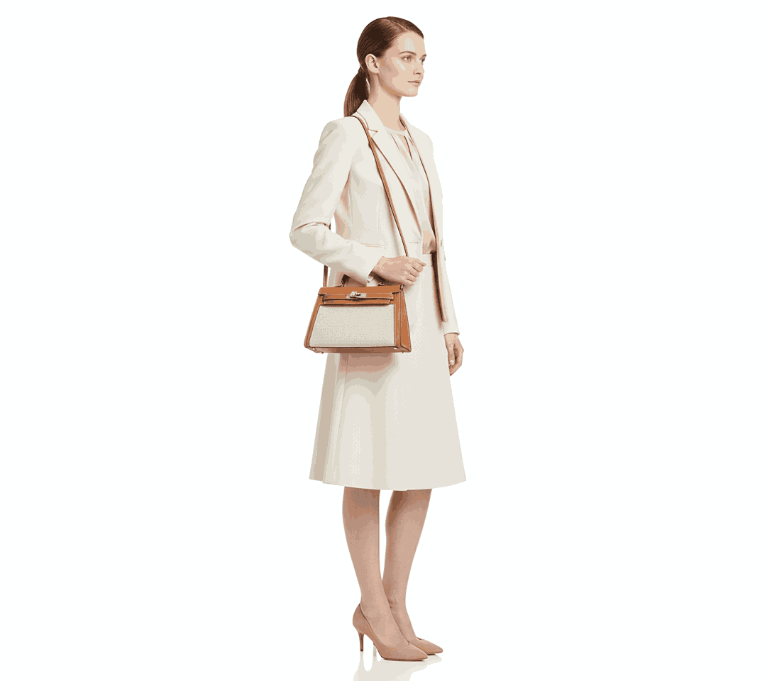 Hermes Kelly Canvas 19 Brown