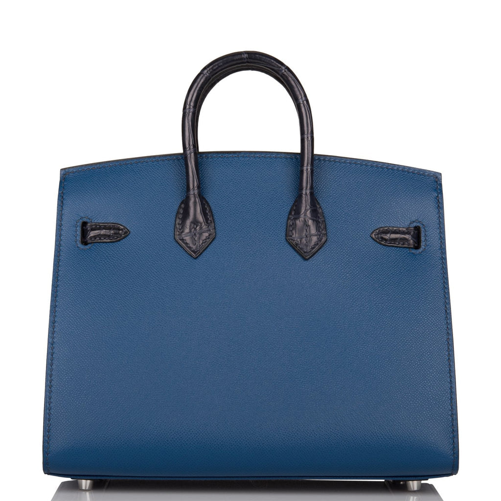 Hermès Night Sac Faubourg Birkin 20 Blue Marine Matte Alligator