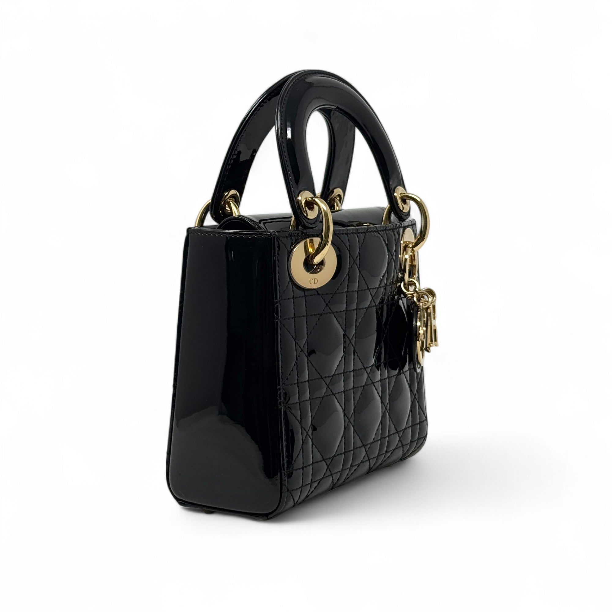 Christian Dior Patent Cannage Mini Lady Dior Black