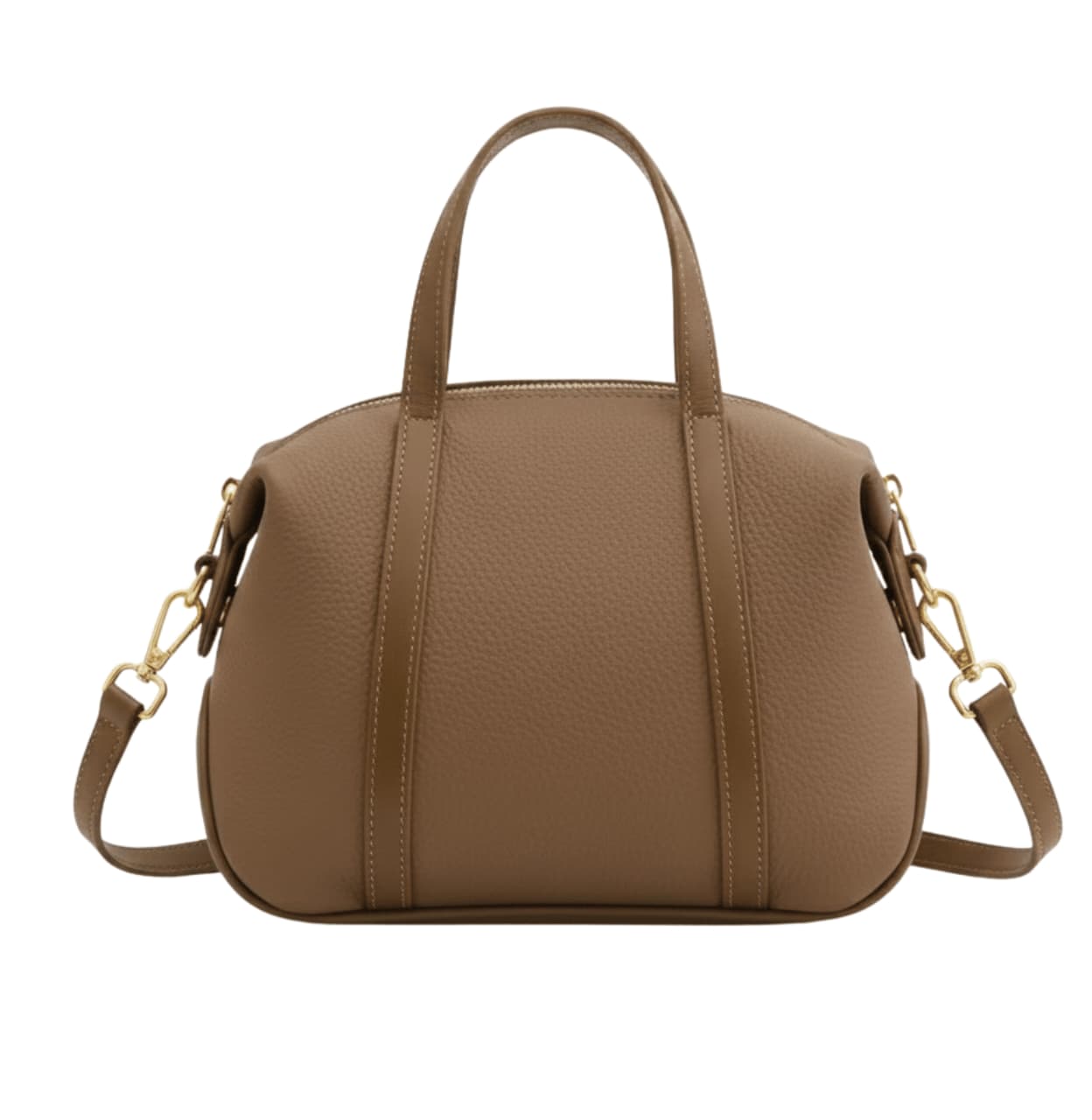 Hermes Brown Leather-look Satchel Handbag With A Horse Charm Accessory