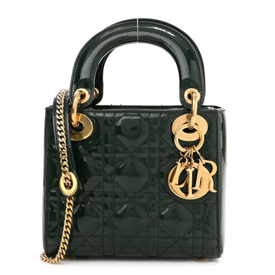 Christian Dior Patent Cannage Mini Lady Dior Orange