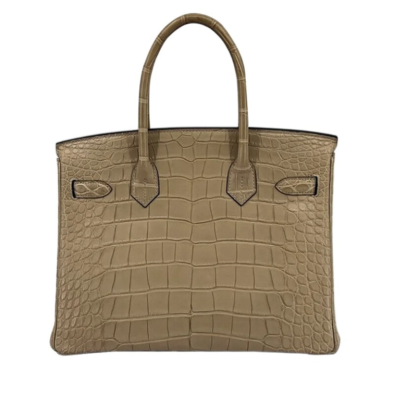 Hermes Birkin Favorite Fudge Tourterelle Croc Effect Leather