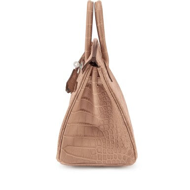 Hermes Birkin Pastel Pink Chai Matte Croc Effect Leather