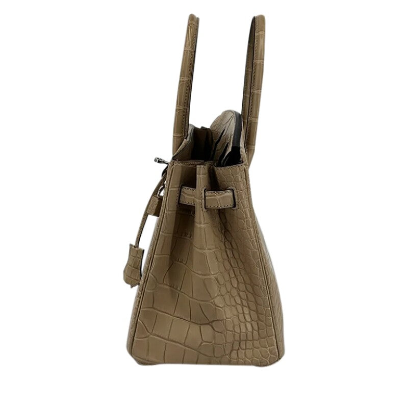 Hermes Birkin Favorite Fudge Tourterelle Croc Effect Leather