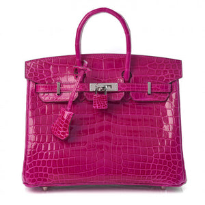 Hermes Birkin Pink Croc Effect Leather