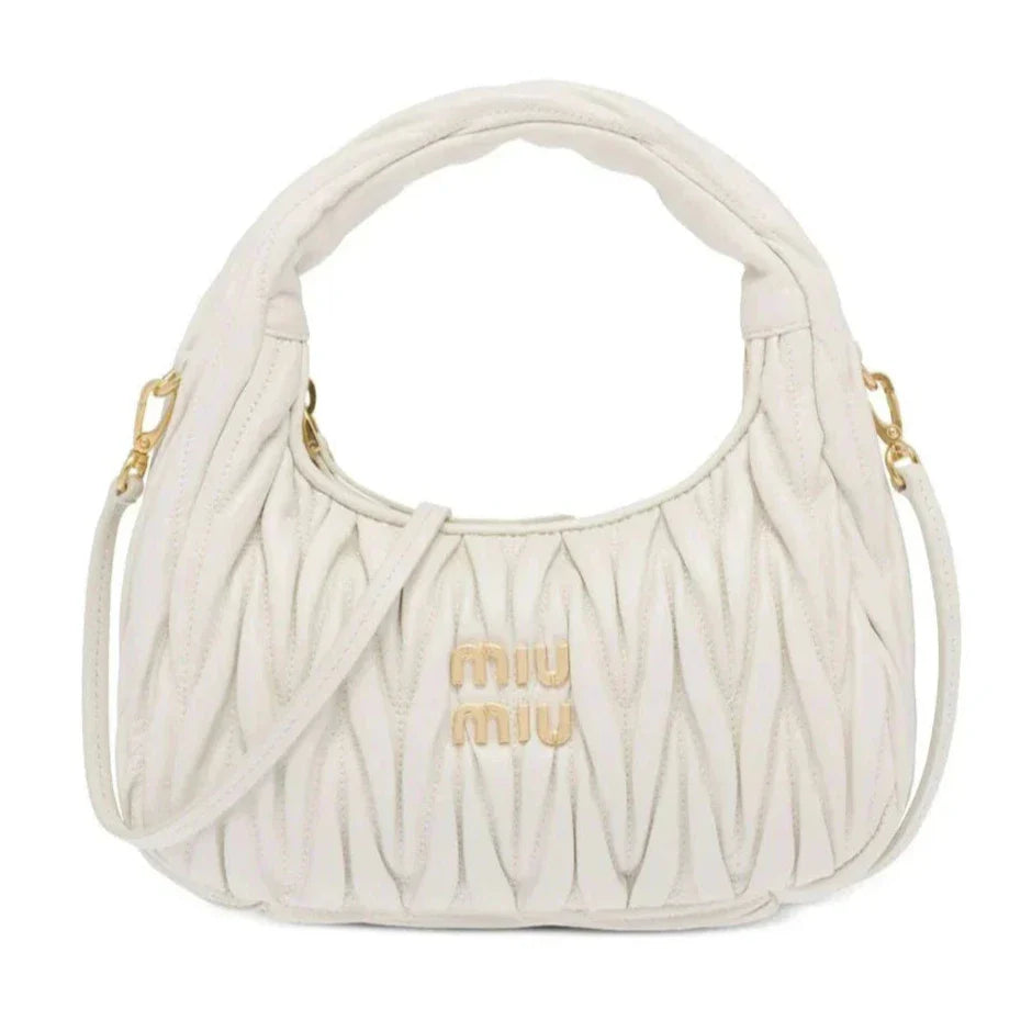 MIUMIU Wander Shoulder Bag in Matelassé Nappa Leather "White" - Bagistaofficial