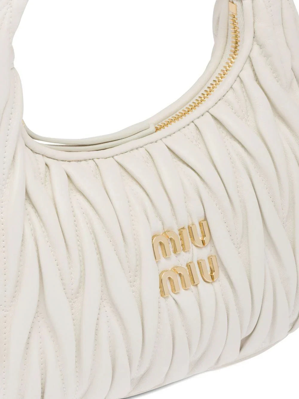 MIUMIU Wander Shoulder Bag in Matelassé Nappa Leather "White" - Bagistaofficial