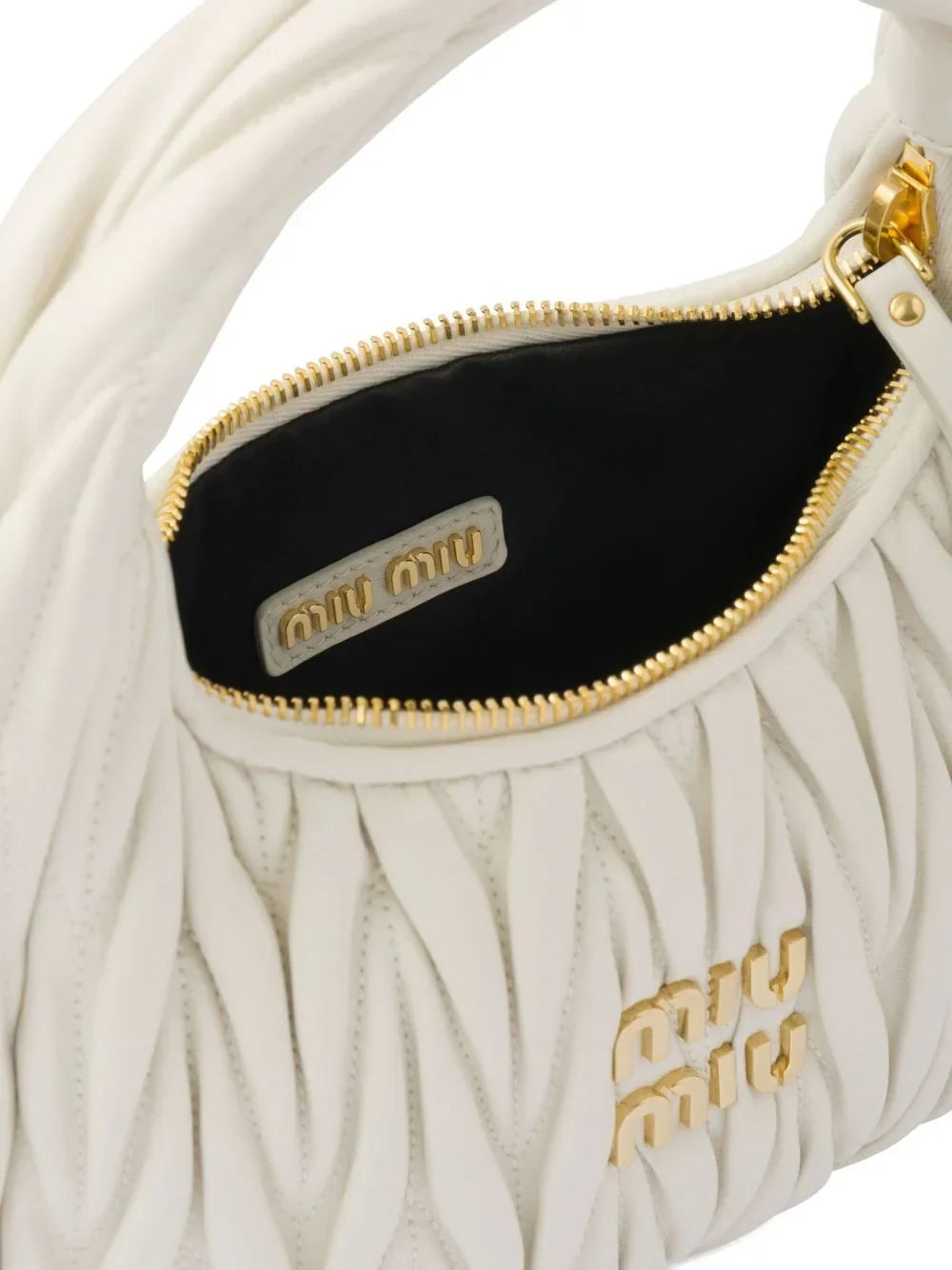 MIUMIU Wander Shoulder Bag in Matelassé Nappa Leather "White" - Bagistaofficial