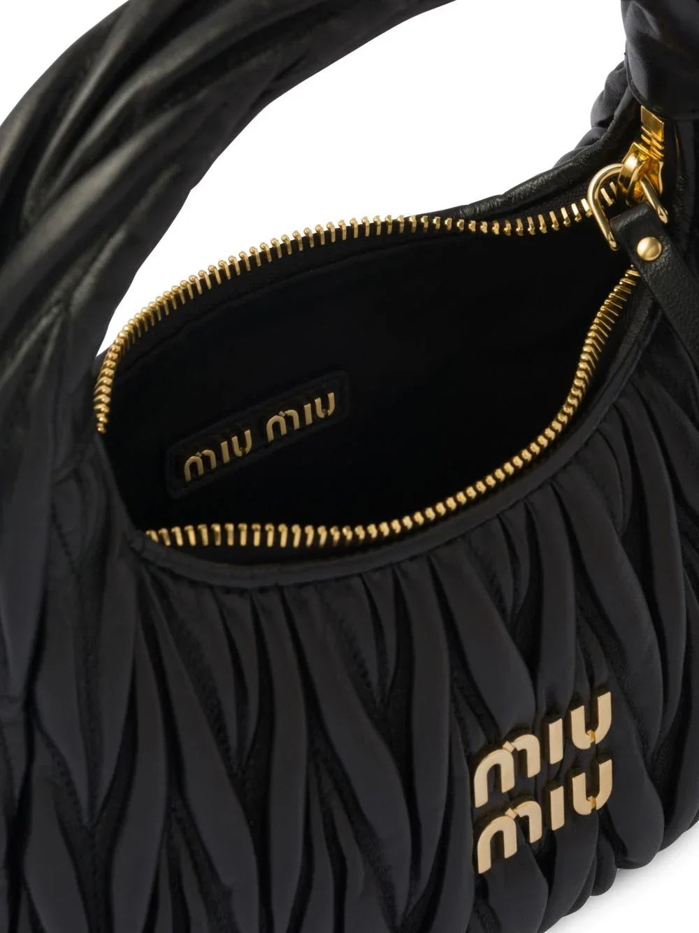 MIUMIU Wander  Shoulder Bag in Matelassé Nappa Leather "Black" - Bagistaofficial