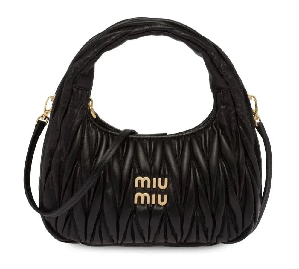 MIUMIU Wander  Shoulder Bag in Matelassé Nappa Leather "Black" - Bagistaofficial