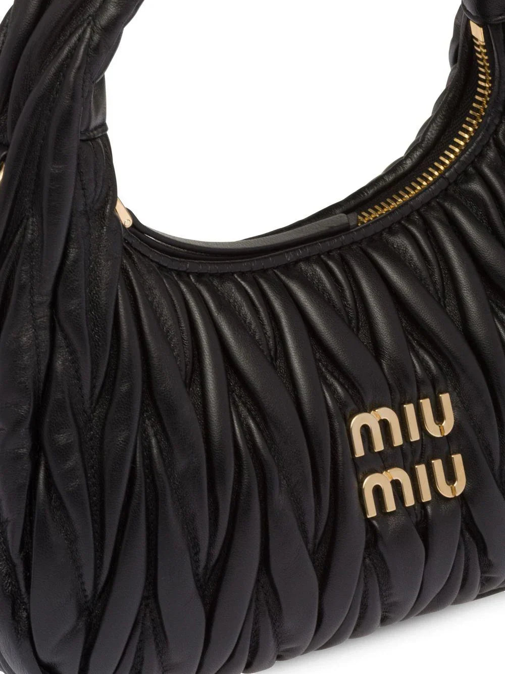 MIUMIU Wander  Shoulder Bag in Matelassé Nappa Leather "Black" - Bagistaofficial