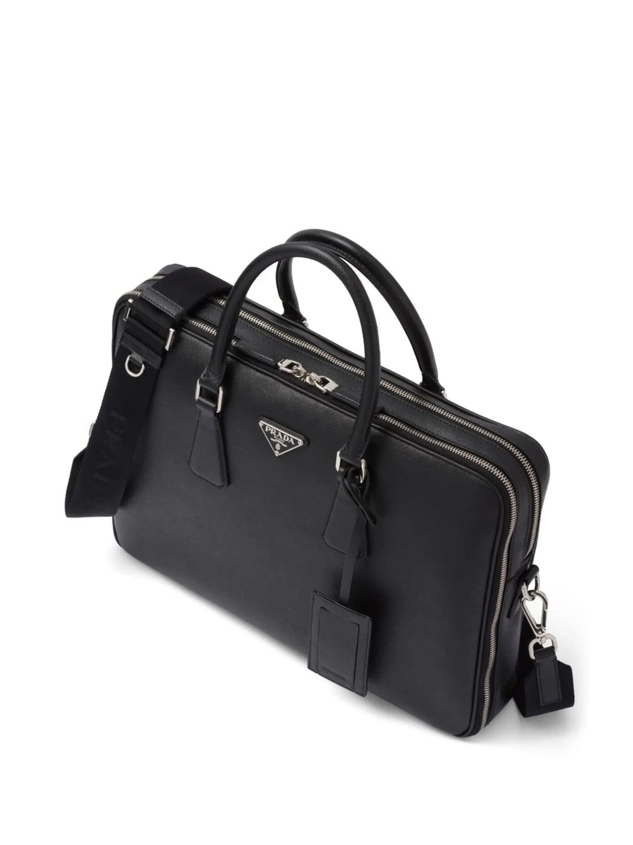 PRADA Black Saffiano Leather Business Bag - Bagistaofficial