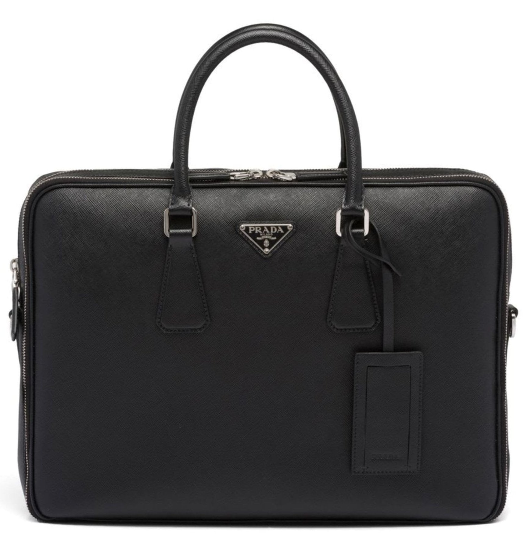 PRADA Black Saffiano Leather Business Bag - Bagistaofficial