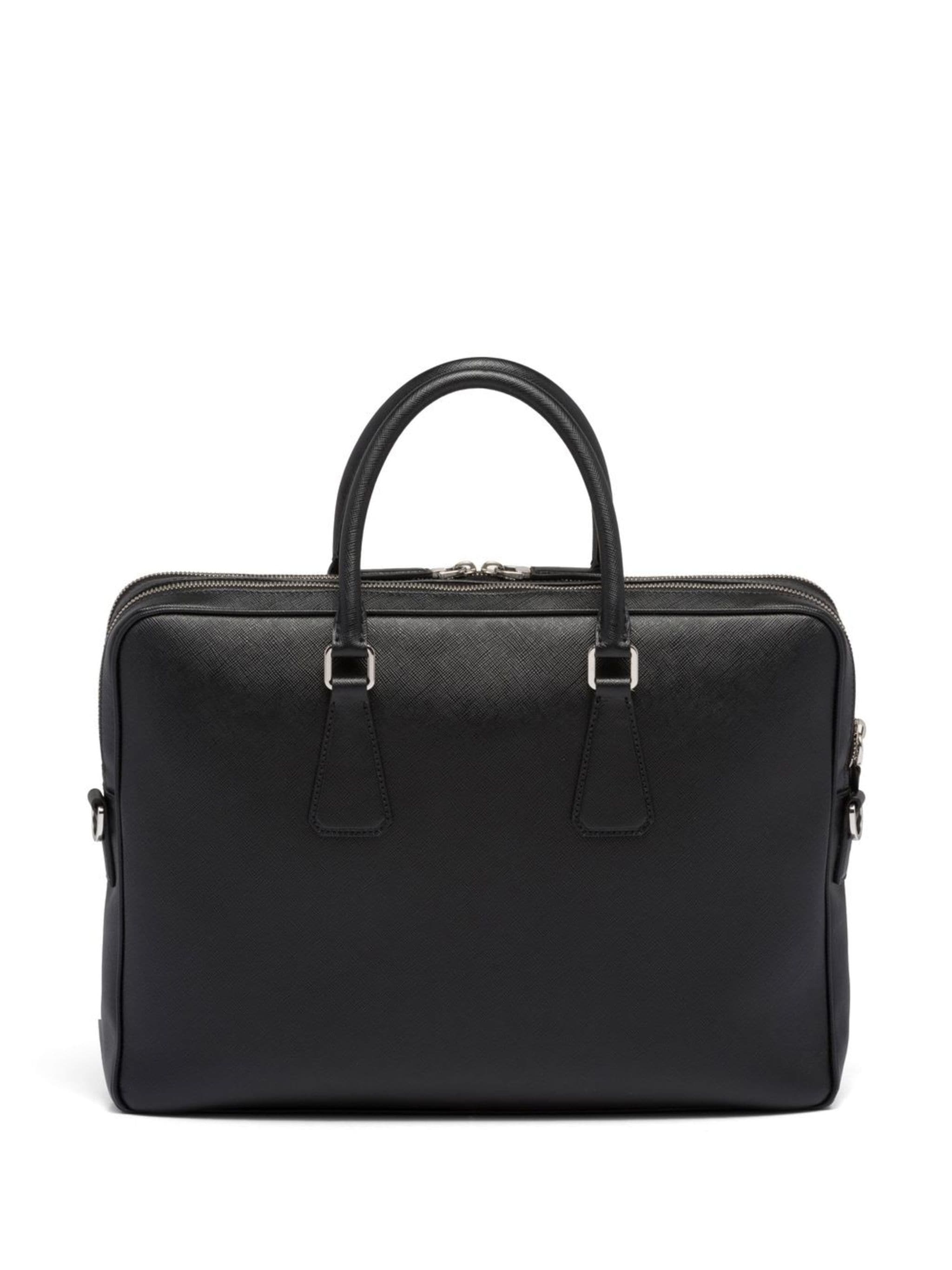 PRADA Black Saffiano Leather Business Bag - Bagistaofficial