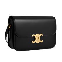 CELINE Classique Triomphe Bag In Shiny Calfskin "Black" - Bagistaofficial