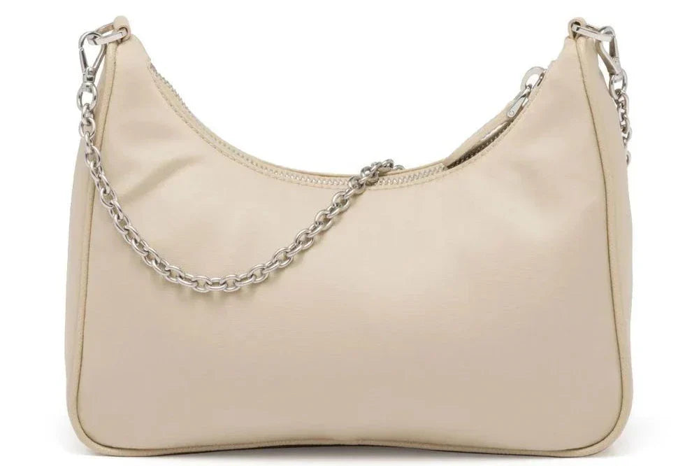 PRADA Nylon and Saffiano Leather Re-Edition 2005 Shoulder Bag "Beige" - Bagistaofficial