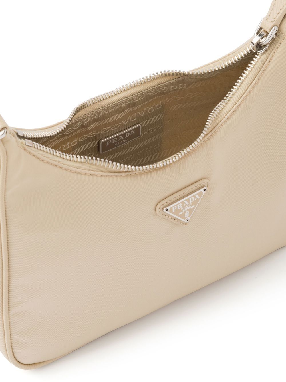 PRADA Nylon and Saffiano Leather Re-Edition 2005 Shoulder Bag "Beige" - Bagistaofficial