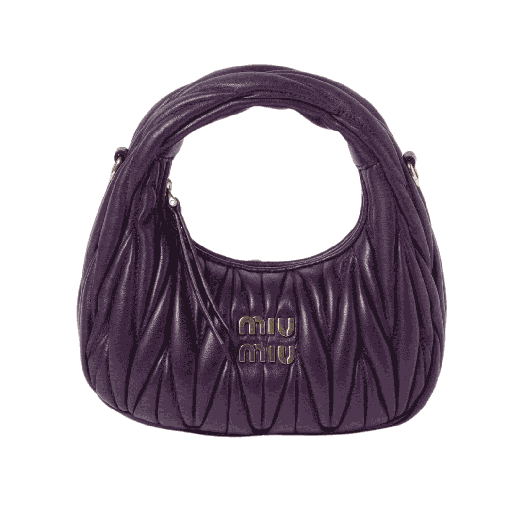 MIUMIU Wander matelassé nappa leather hobo mini-bag "Voilet" - Bagistaofficial