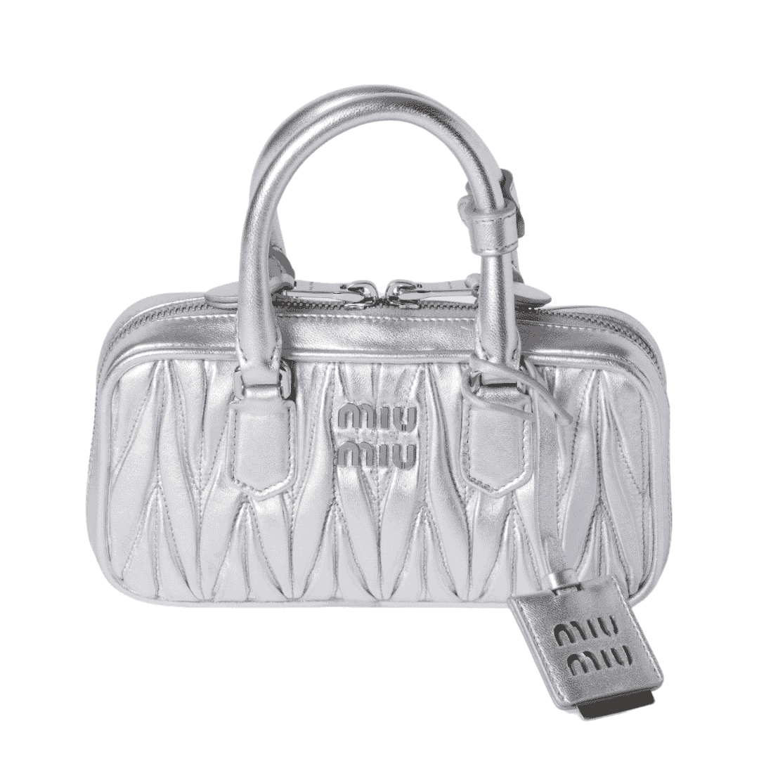 MIUMIU Arcadie matelassé nappa leather mini-bag "Silver" - Bagistaofficial