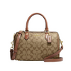 Coach Rowan Canvas With Leather Boston Bag Brown - Bagistaofficial