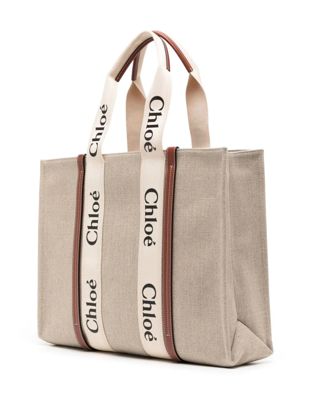 Chloé large Woody cotton tote bag - Bagistaofficial