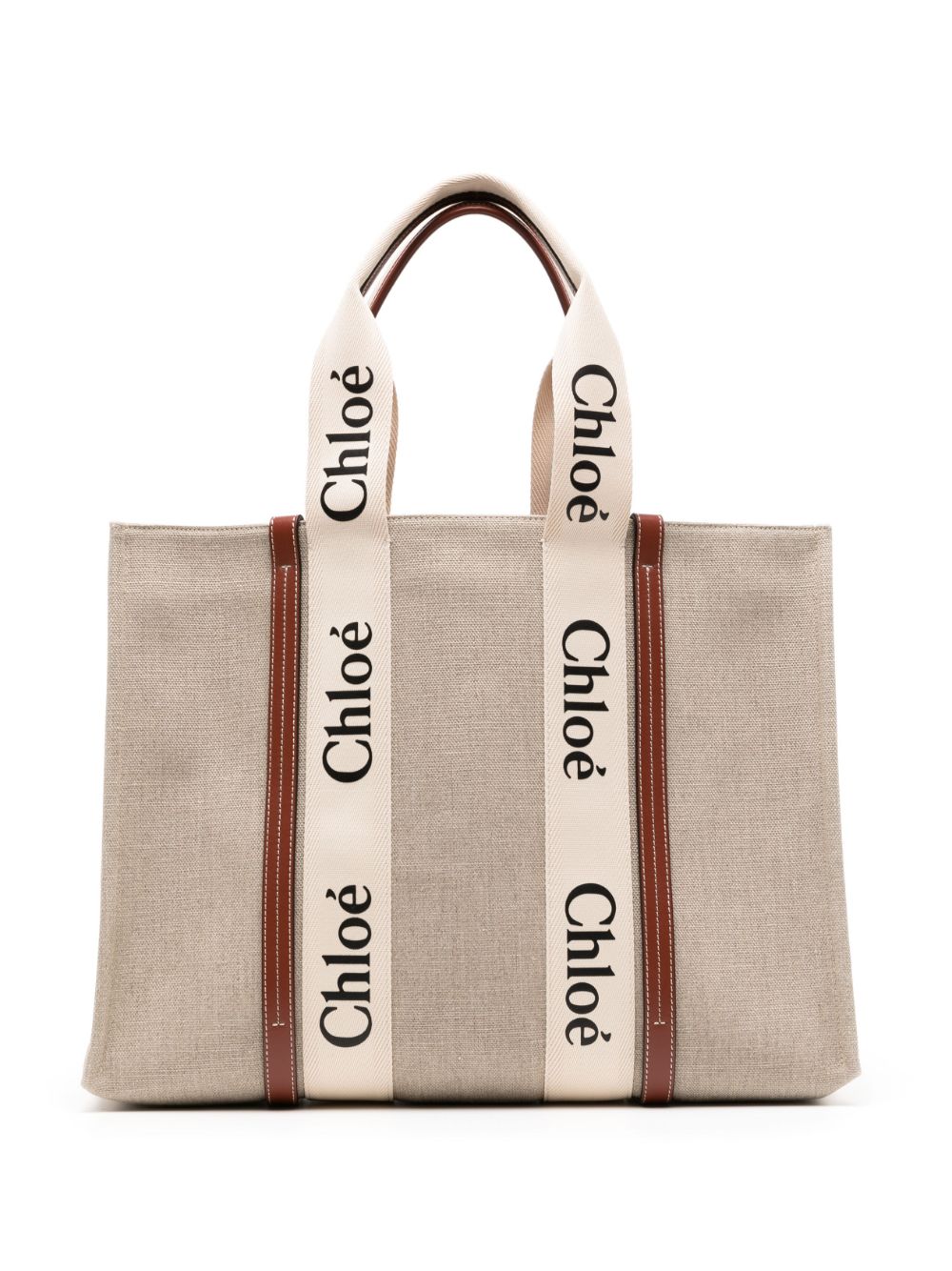 Chloé large Woody cotton tote bag - Bagistaofficial