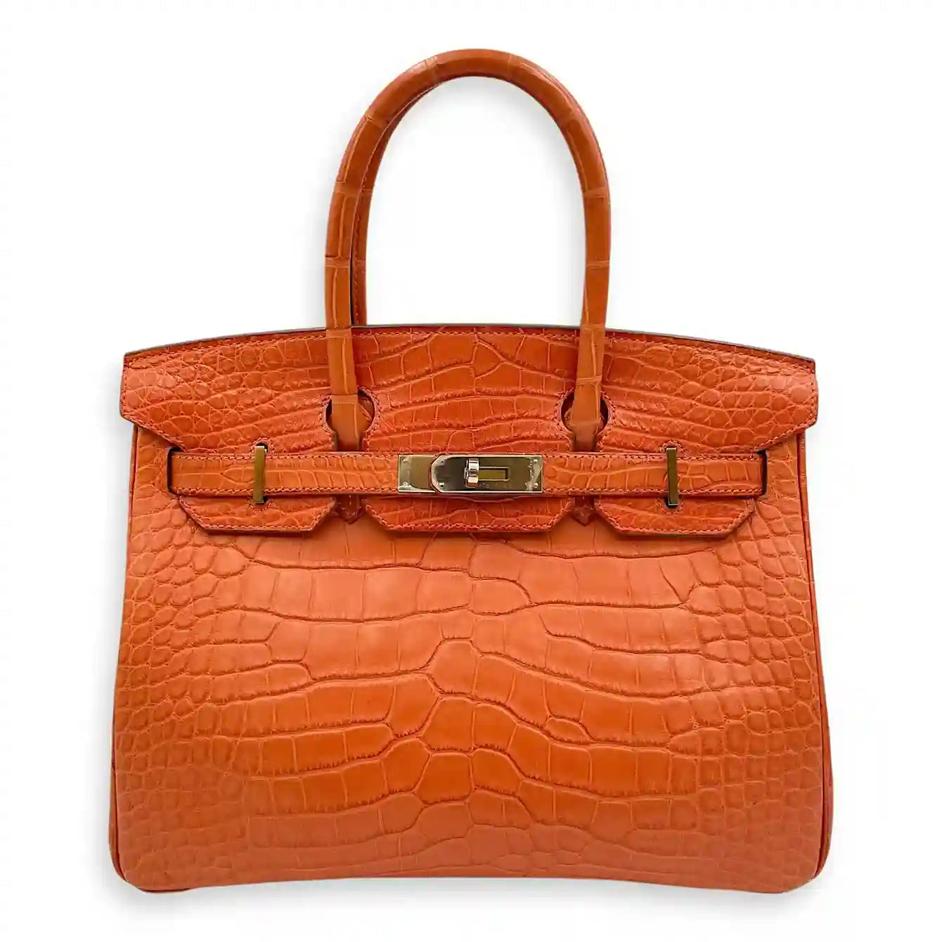 Hermes Birkin Red Croc Effect Leather