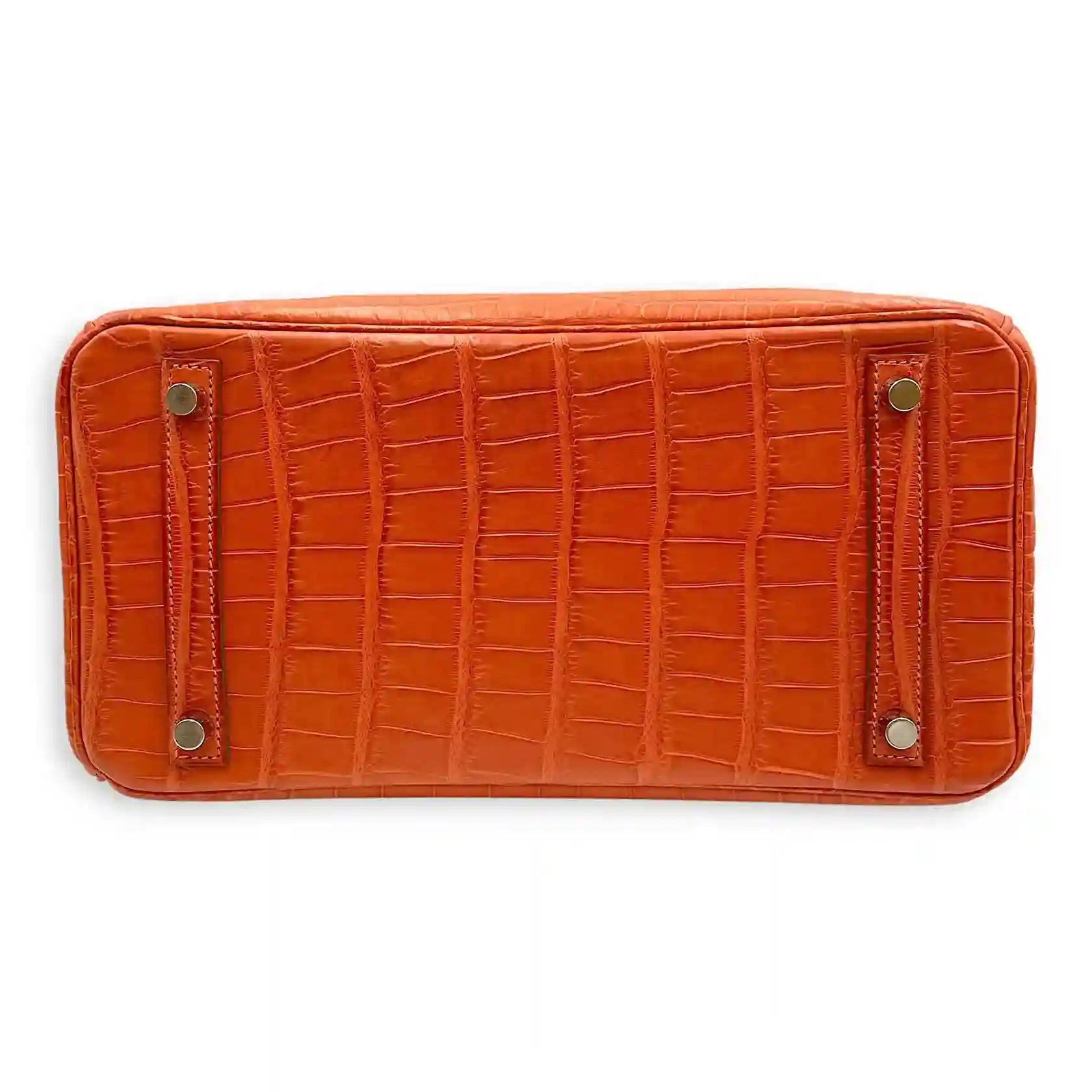 Hermes Birkin Orange Croc Effect Leather