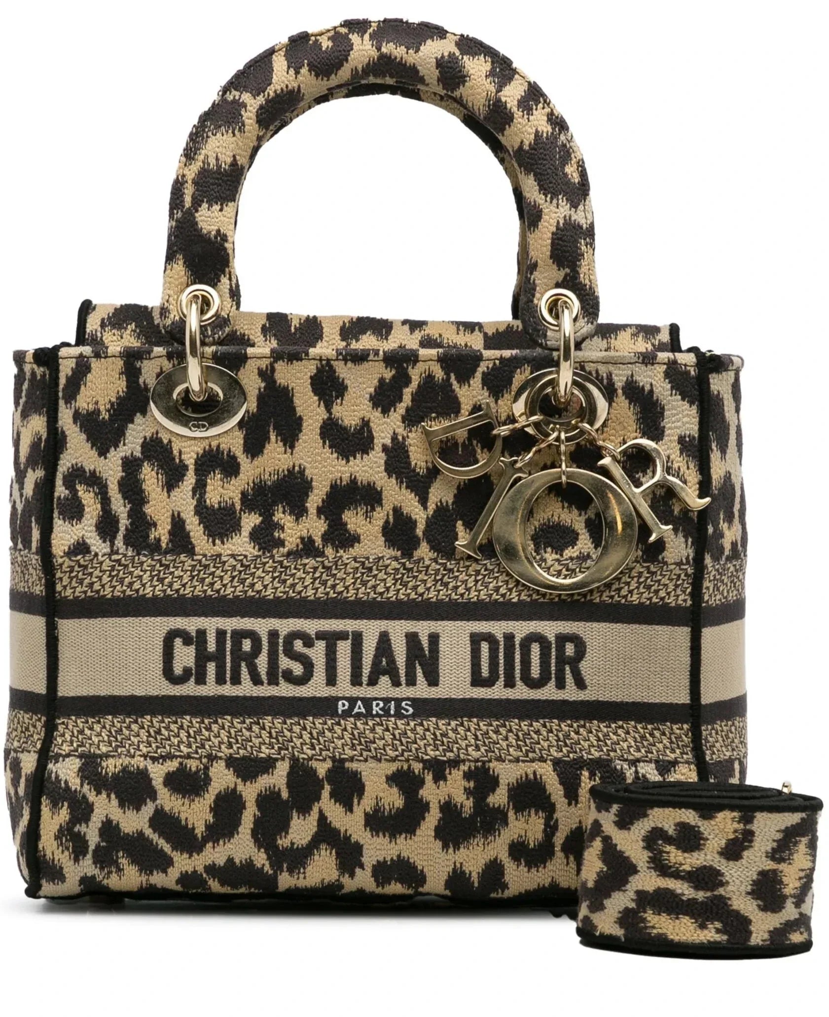 CHRISTIAN DIOR Canvas Medium Mizza Embroidered Lady D-Lite Beige Multicolor - Bagistaofficial