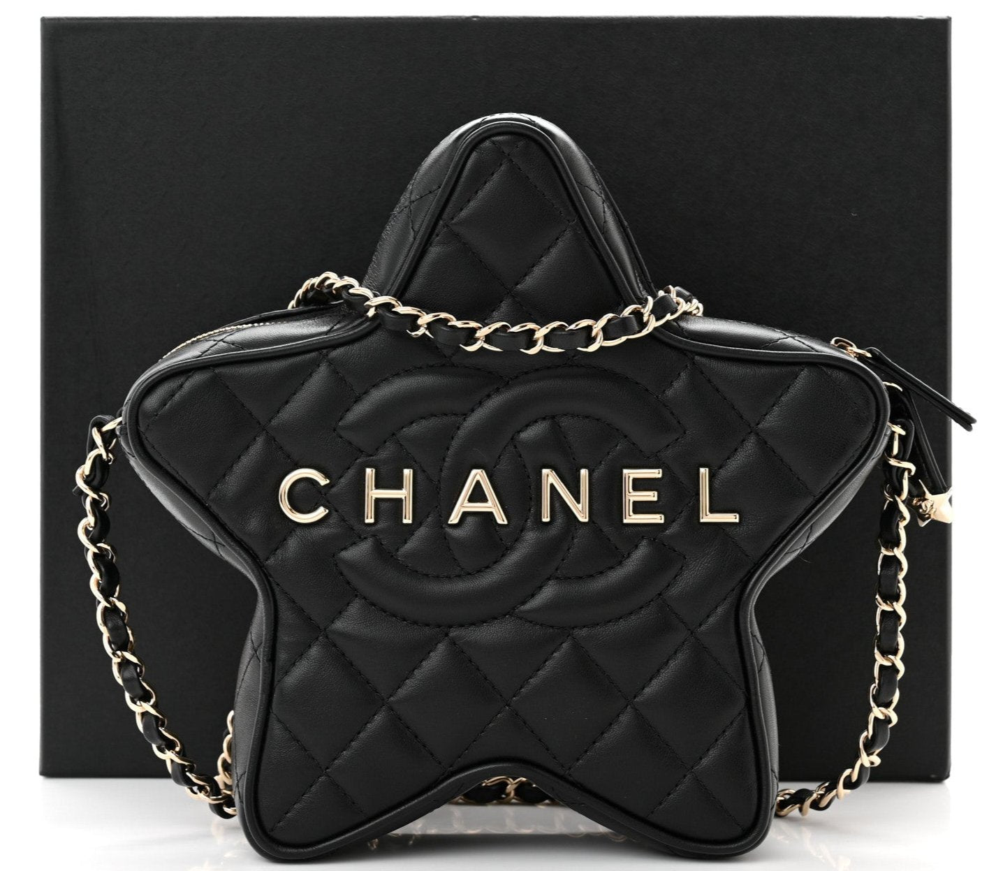 CHANEL Lambskin Quilted Walk of Fame Star Bag "Black" - Bagistaofficial