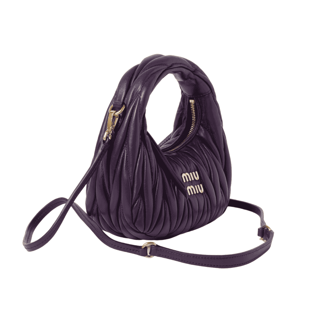 MIUMIU Wander matelassé nappa leather hobo mini-bag "Voilet" - Bagistaofficial