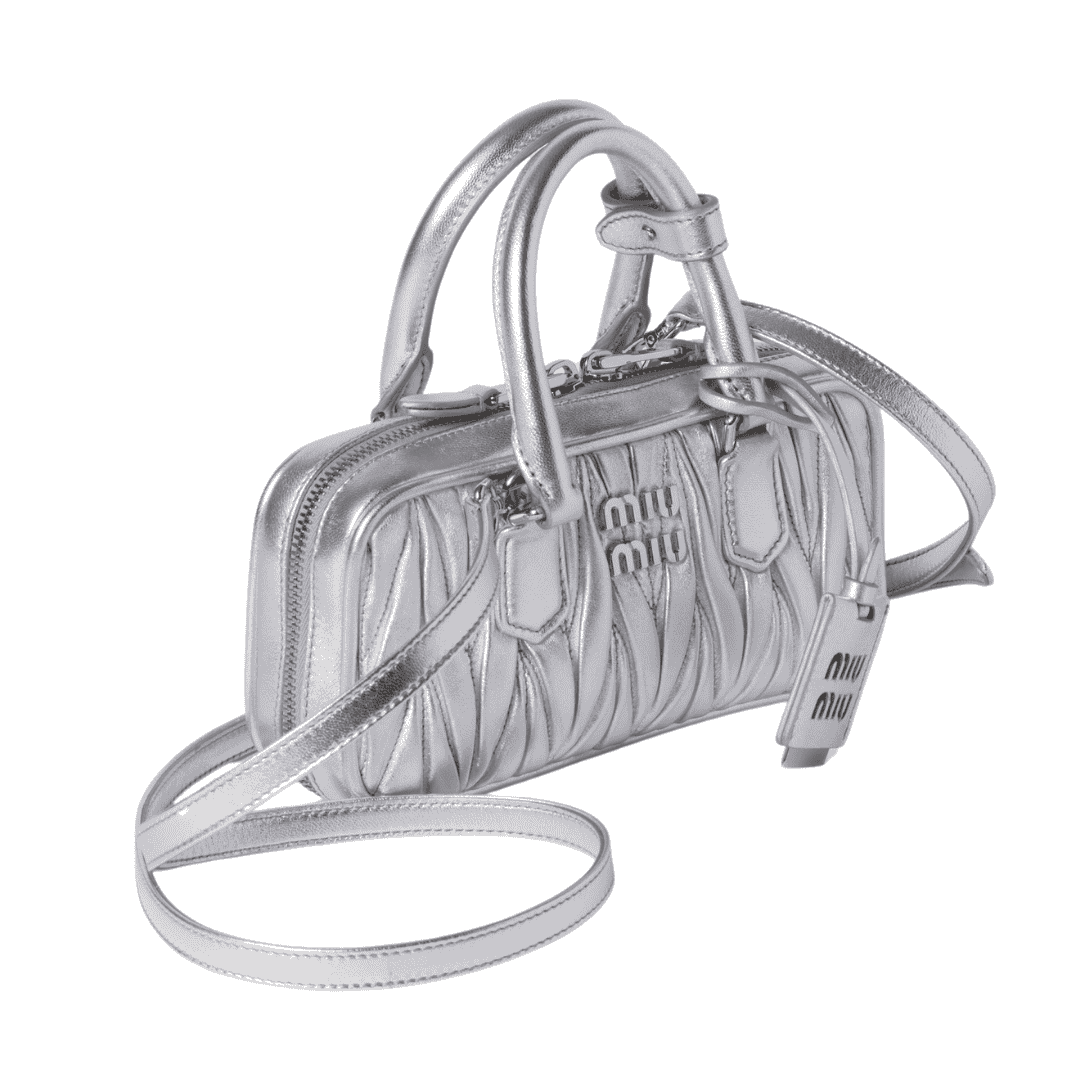 MIUMIU Arcadie matelassé nappa leather mini-bag "Silver" - Bagistaofficial