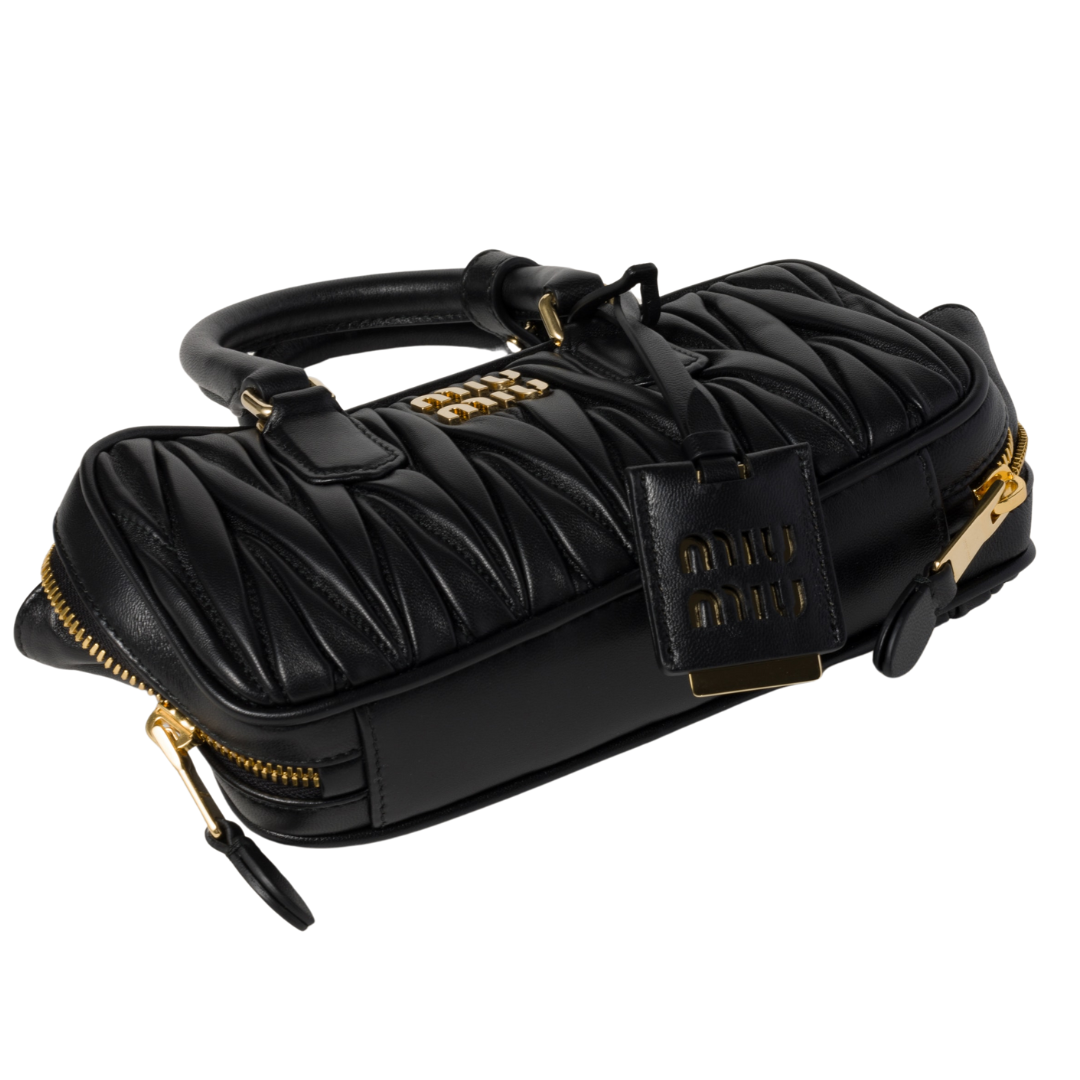 MIUMIU Arcadie matelassé nappa leather-bag "Black" - Bagistaofficial