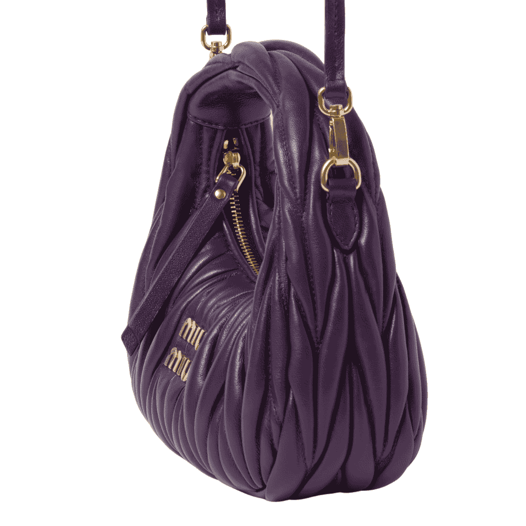 MIUMIU Wander matelassé nappa leather hobo mini-bag "Voilet" - Bagistaofficial