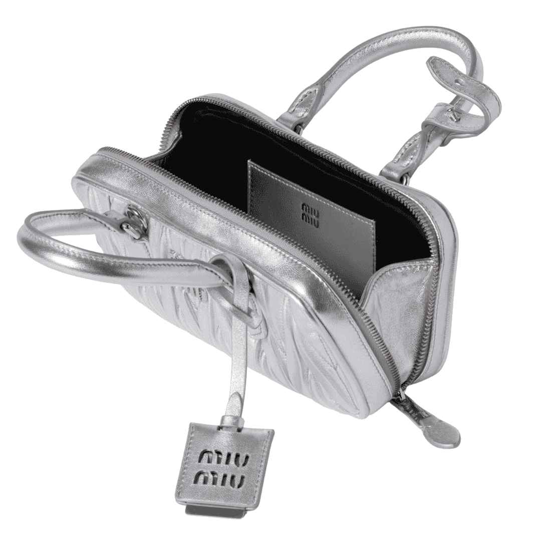 MIUMIU Arcadie matelassé nappa leather mini-bag "Silver" - Bagistaofficial