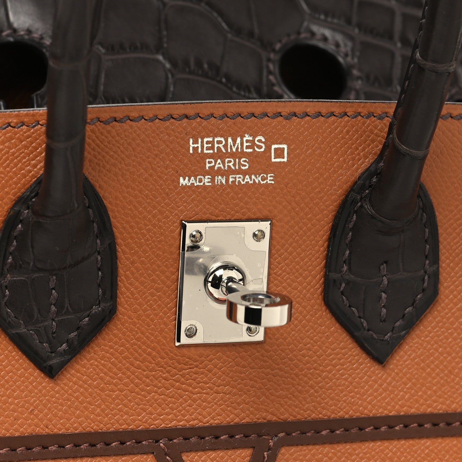 HERMES Madame Calfskin Matte Alligator Epsom Faubourg Day Birkin Sellier 20 Gold Ebene "Orange" - Bagistaofficial