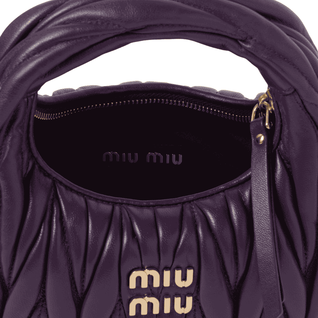 MIUMIU Wander matelassé nappa leather hobo mini-bag "Voilet" - Bagistaofficial