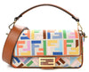 FENDI  Kuban Canvas Vitello King FF Embroidered Baguette Grezzo Multicolor - Bagistaofficial