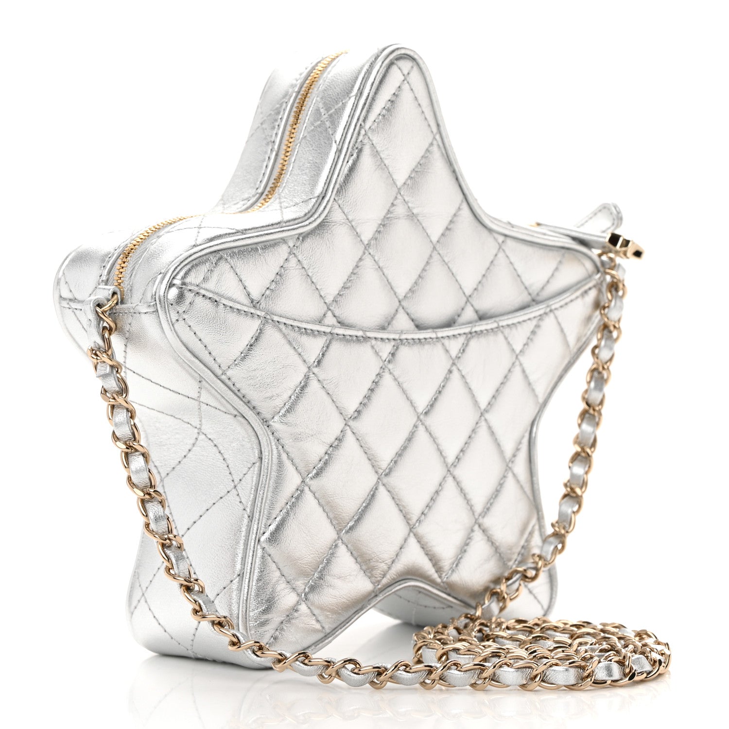 CHANEL Lambskin Quilted Walk of Fame Star Bag "Silver" - Bagistaofficial