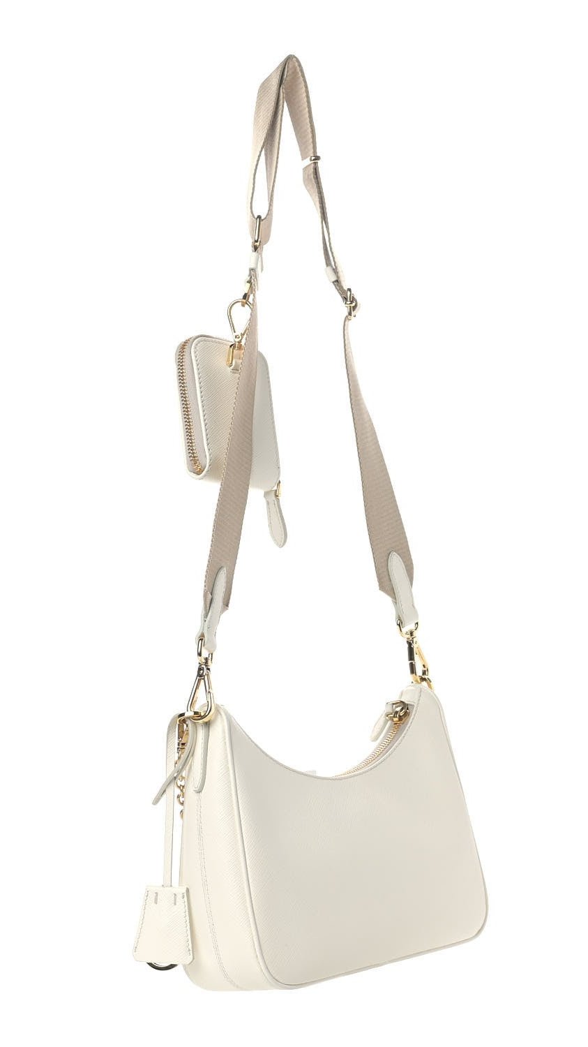 PRADA Nylon and Saffiano Leather Re-Edition 2005 Shoulder Bag "White" - Bagistaofficial