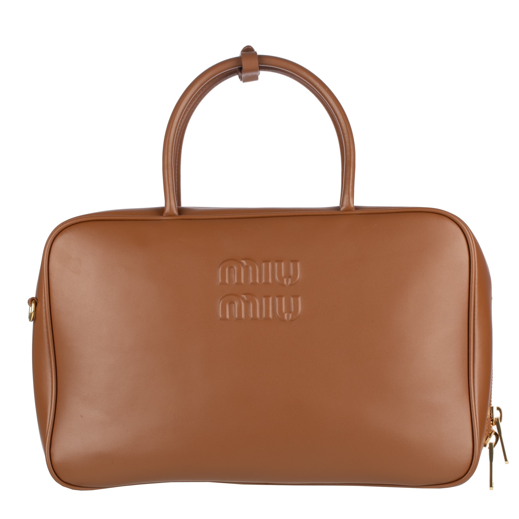 MiuMiu  Leather Beau Bag Cognac - Bagistaofficial