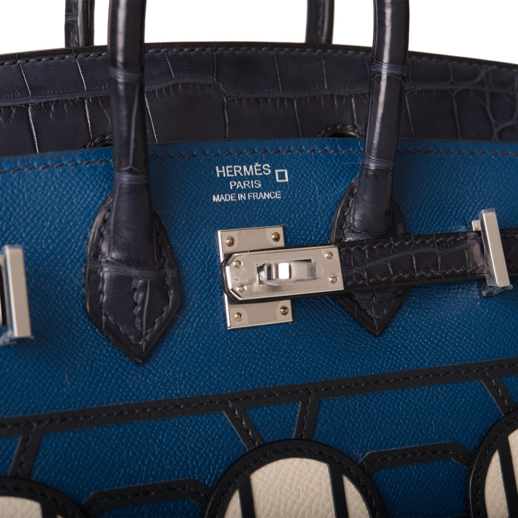 Hermès Night Sac Faubourg Birkin 20 Blue Marine Matte Alligator