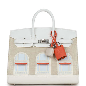 Hermes Sac Faubourg Birkin 20 Matte Alligator "White"