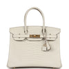 Hermes Birkin White Beton Matte Porosus Croc Effect Leather